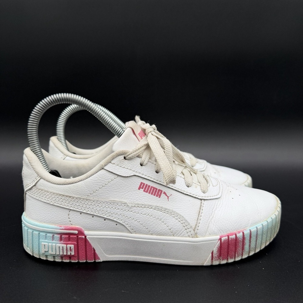 Puma Carina 2.0 Size 5 Women's White Leather Athletic Sneakers Shoes Pastel